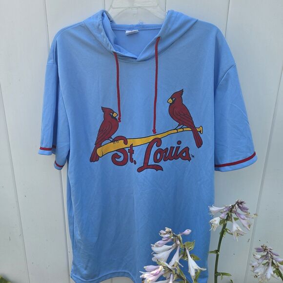 St. Louis Cardinals Shane Co. Short Sleeve Hoodie Shirt Light Blue Size XL SGA - Picture 1 of 10